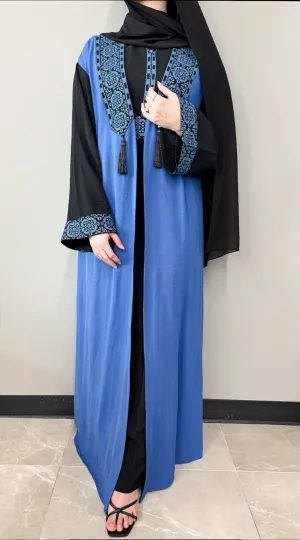 Tassle Embroidered Abaya- Blue