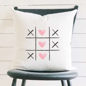 Tic Tac Toe Hearts - Valentine's Day Square Canvas Pillow