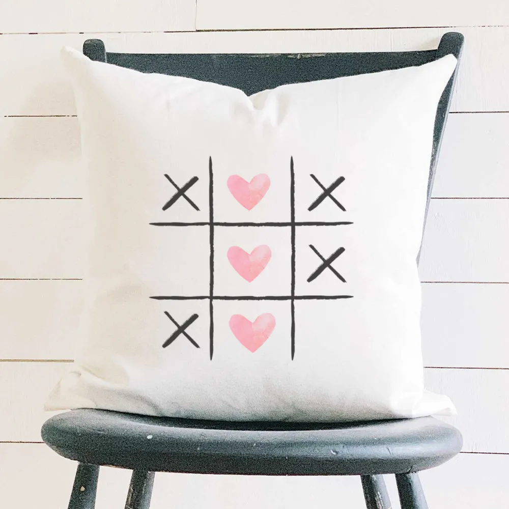 Tic Tac Toe Hearts - Valentine's Day Square Canvas Pillow