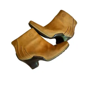 Timberland Women’s Clog Booties Tan Wooden Zipper Open 10M