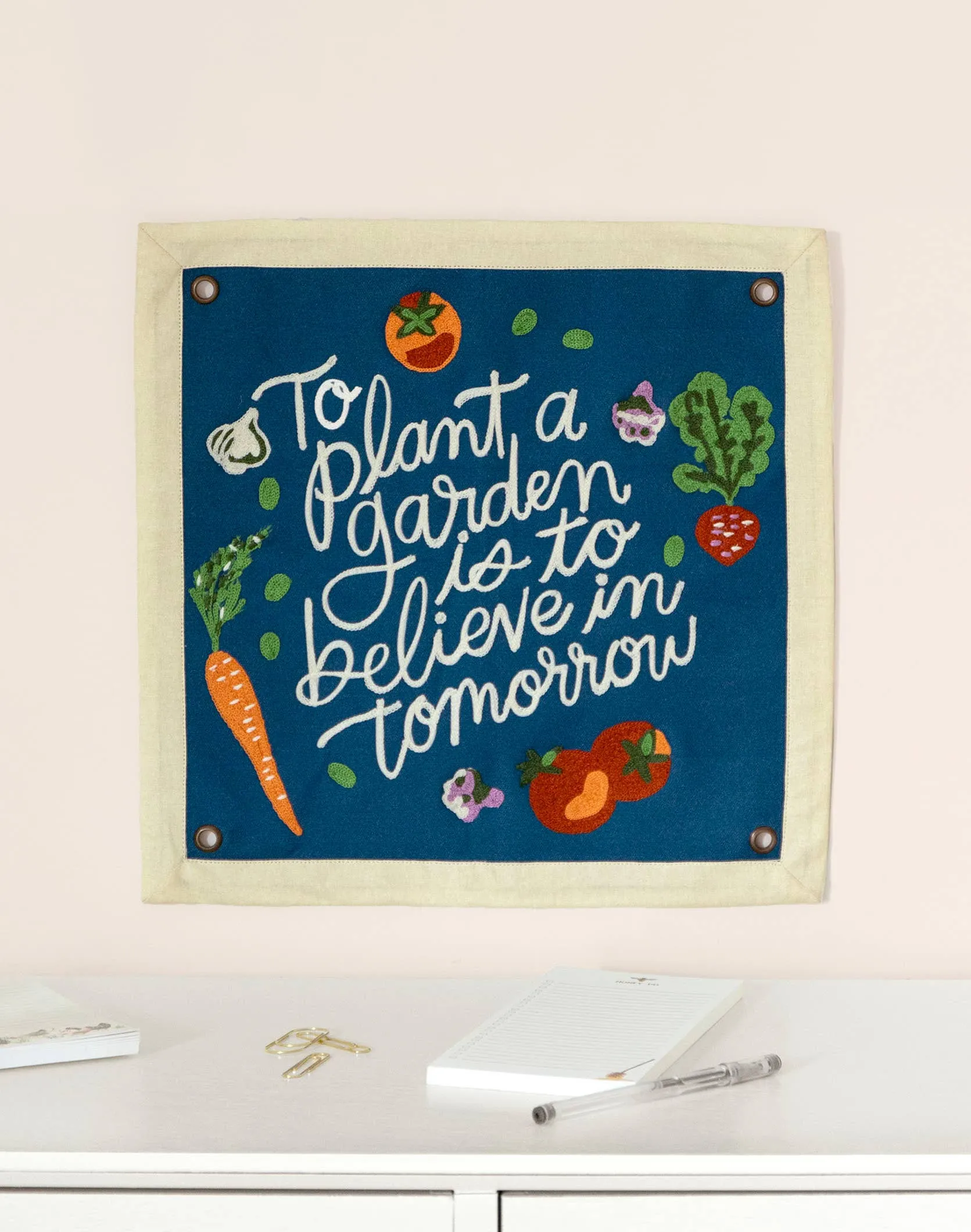 To Plant A Garden Embroidered Canvas Banner