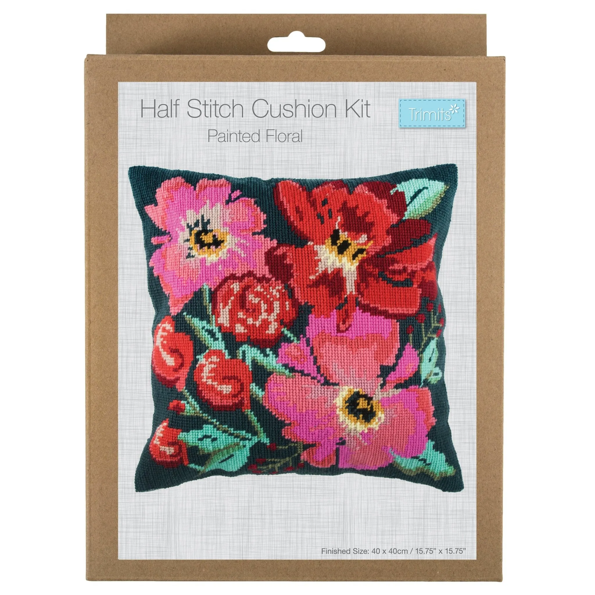 Trimits | Half Stitch Tapestry Kit | Cushion | Painted Floral
