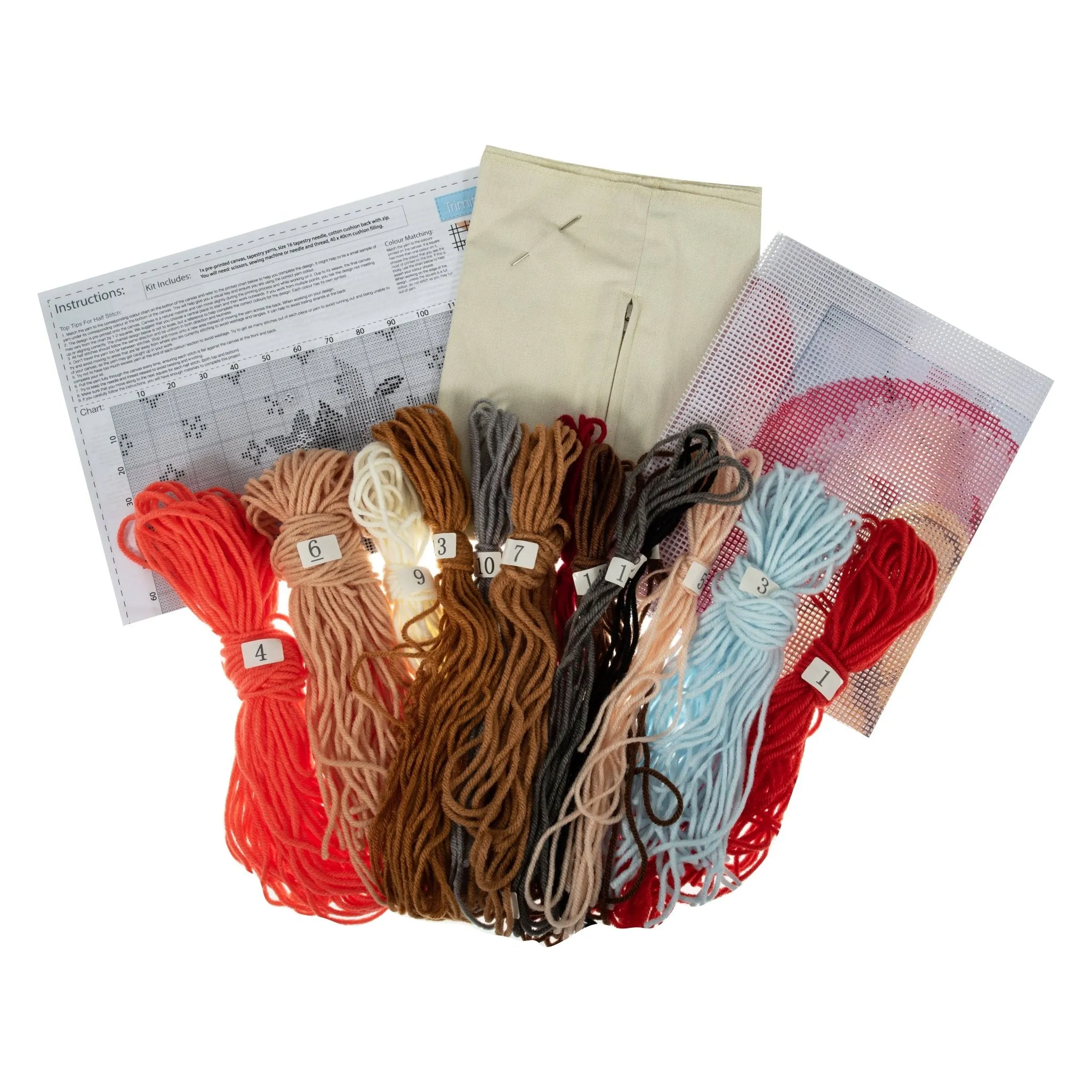 Trimits | Half Stitch Tapestry Kit | Cushion | Ted