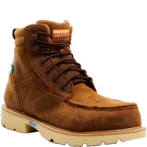Twisted X Men's Waterproof Distressed Saddle Brown Work Boots MXCNW04