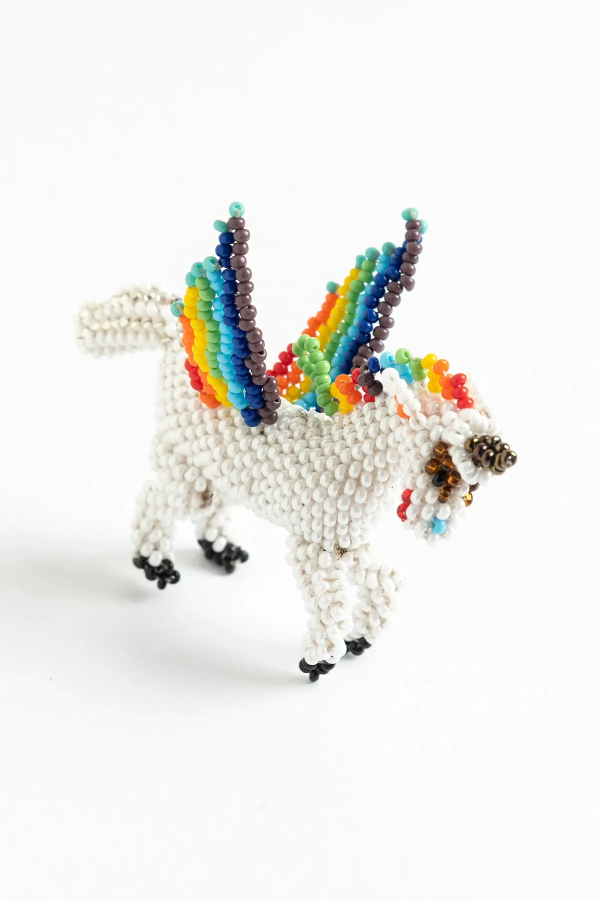 Unicorn with wings; white with rainbow mane, wings