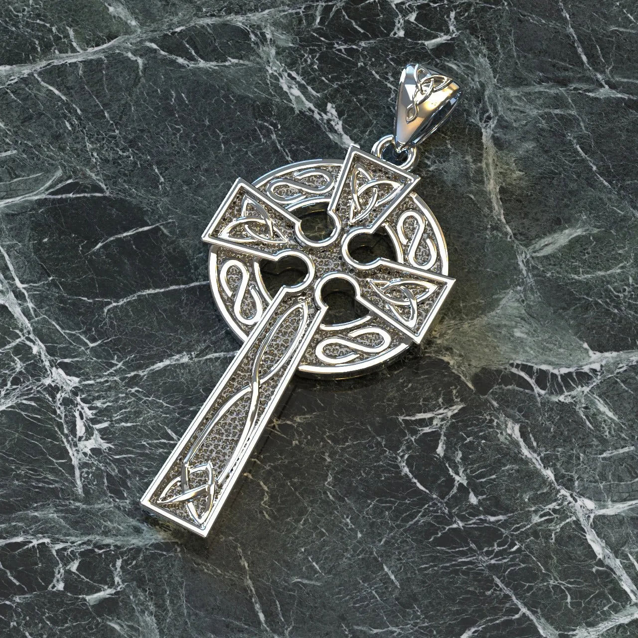 US Jewels Men's XL 925 Sterling Silver Irish Celtic Knot Cross Antique Finish Pendant Necklace, 58mm