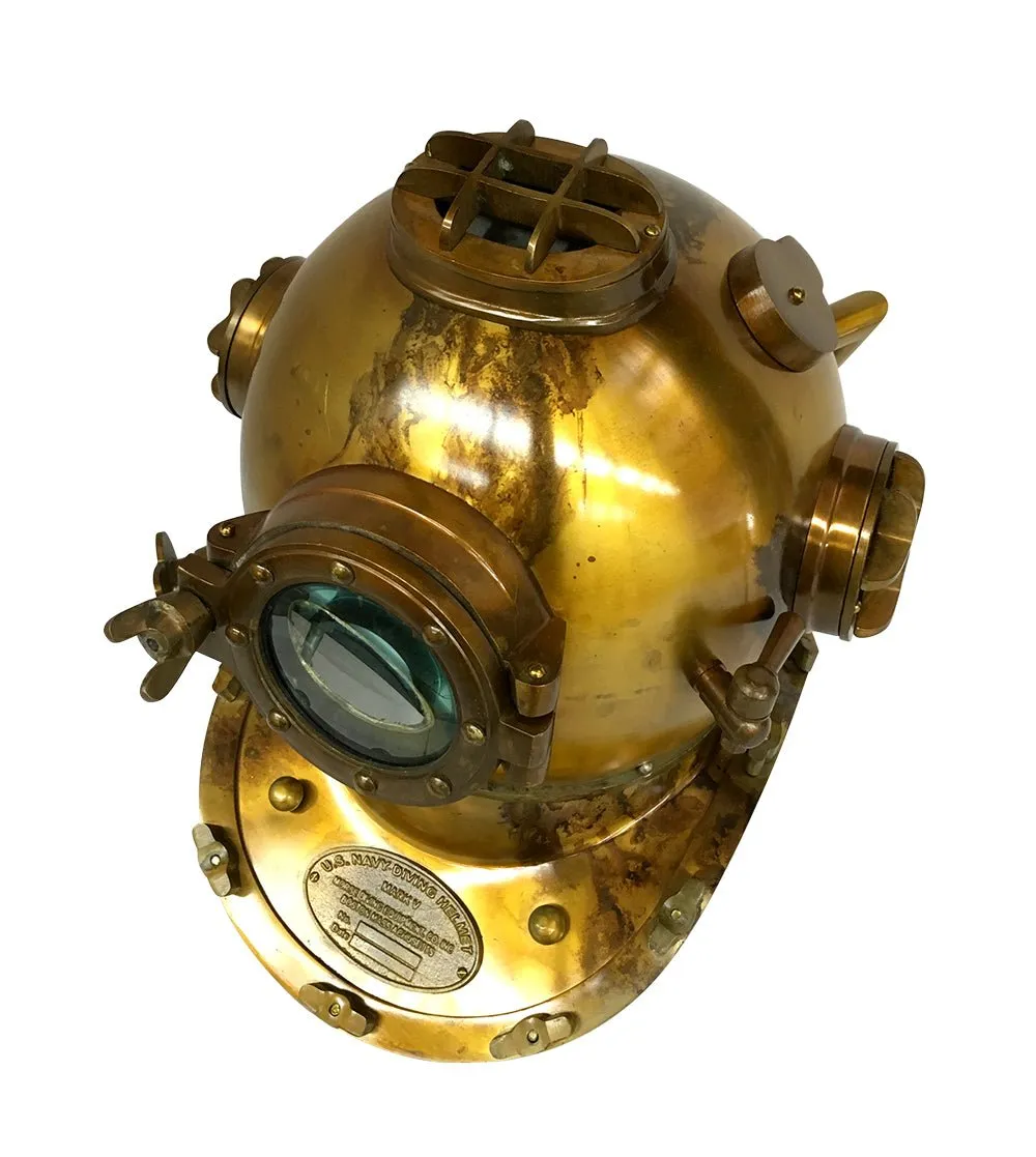 US Navy Mark V Diving Helmet – Brass Antique Finish- (DH103A) - Last One Available