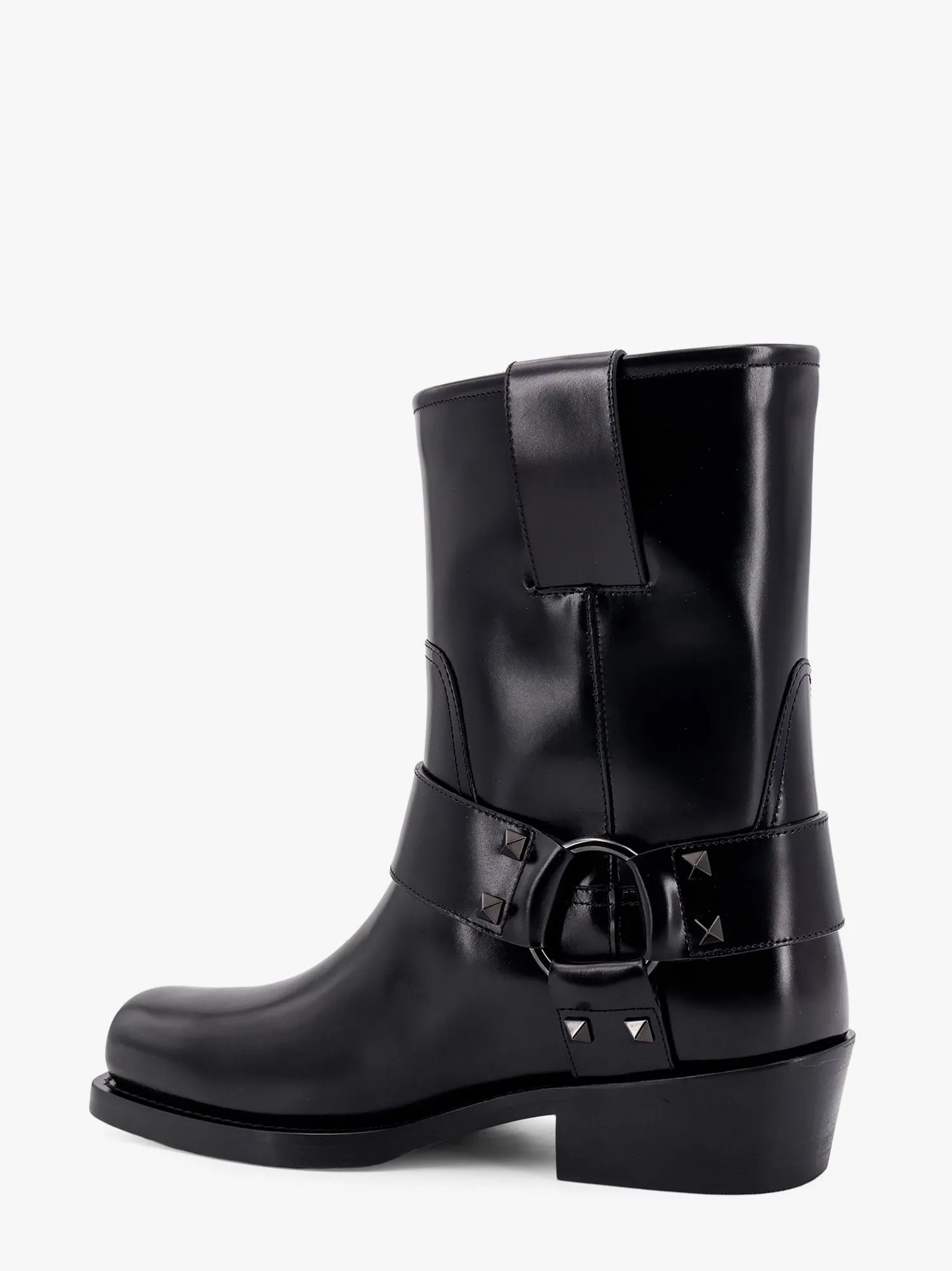 Valentino Garavani Biker Leather Boots With Iconic Studs