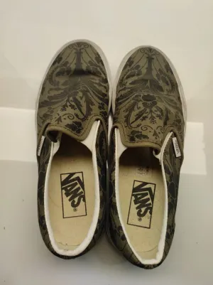 Vans Men's Classic Slip On Skull Tapestry Grape Leaf Canvas Shoes Size 5