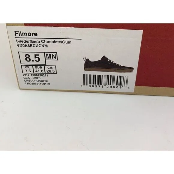 Vans Shoes Mens Size 8.5 Filmore‎ Suede Mesh Chocolate Brown Gum Sneakers NEW
