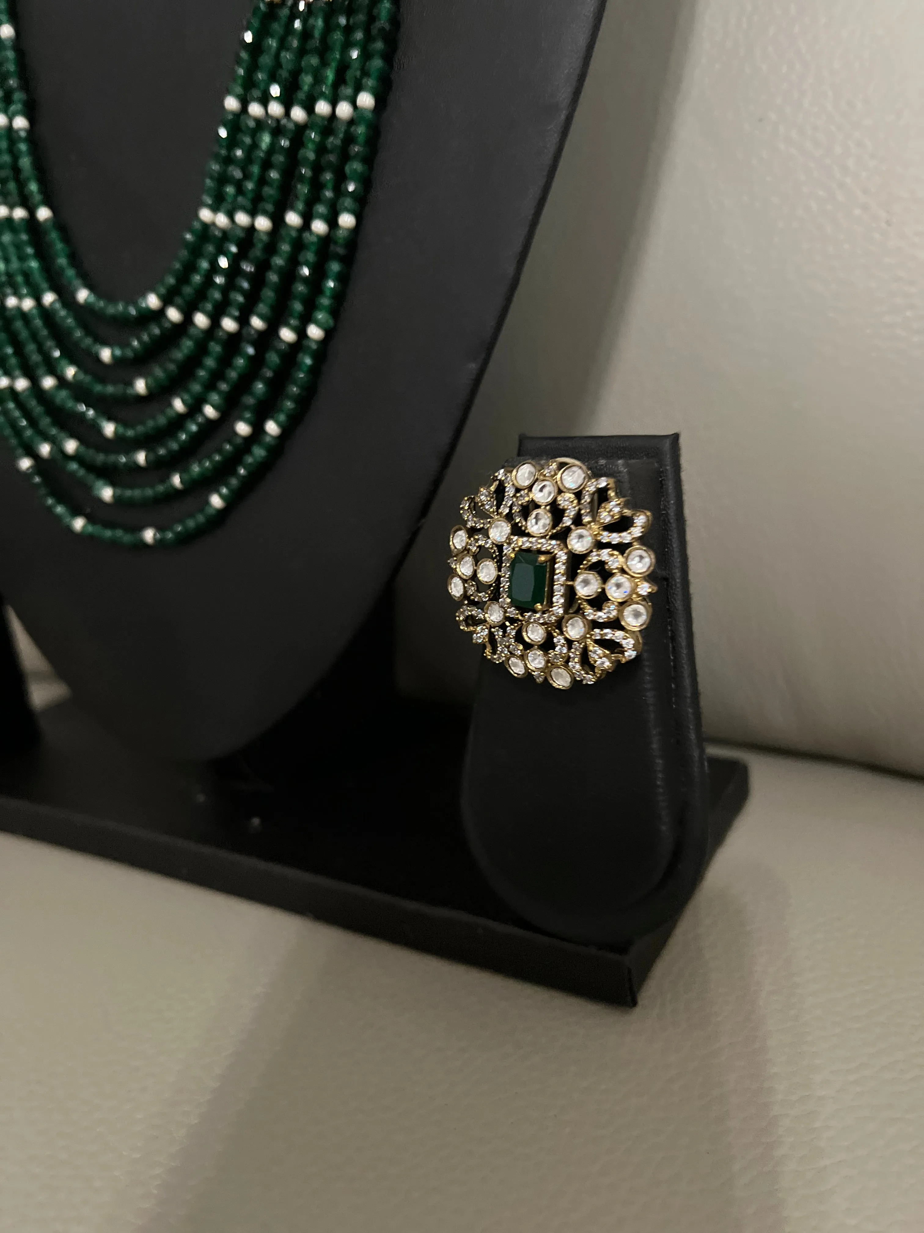 Victorian Green Beaded necklace set.