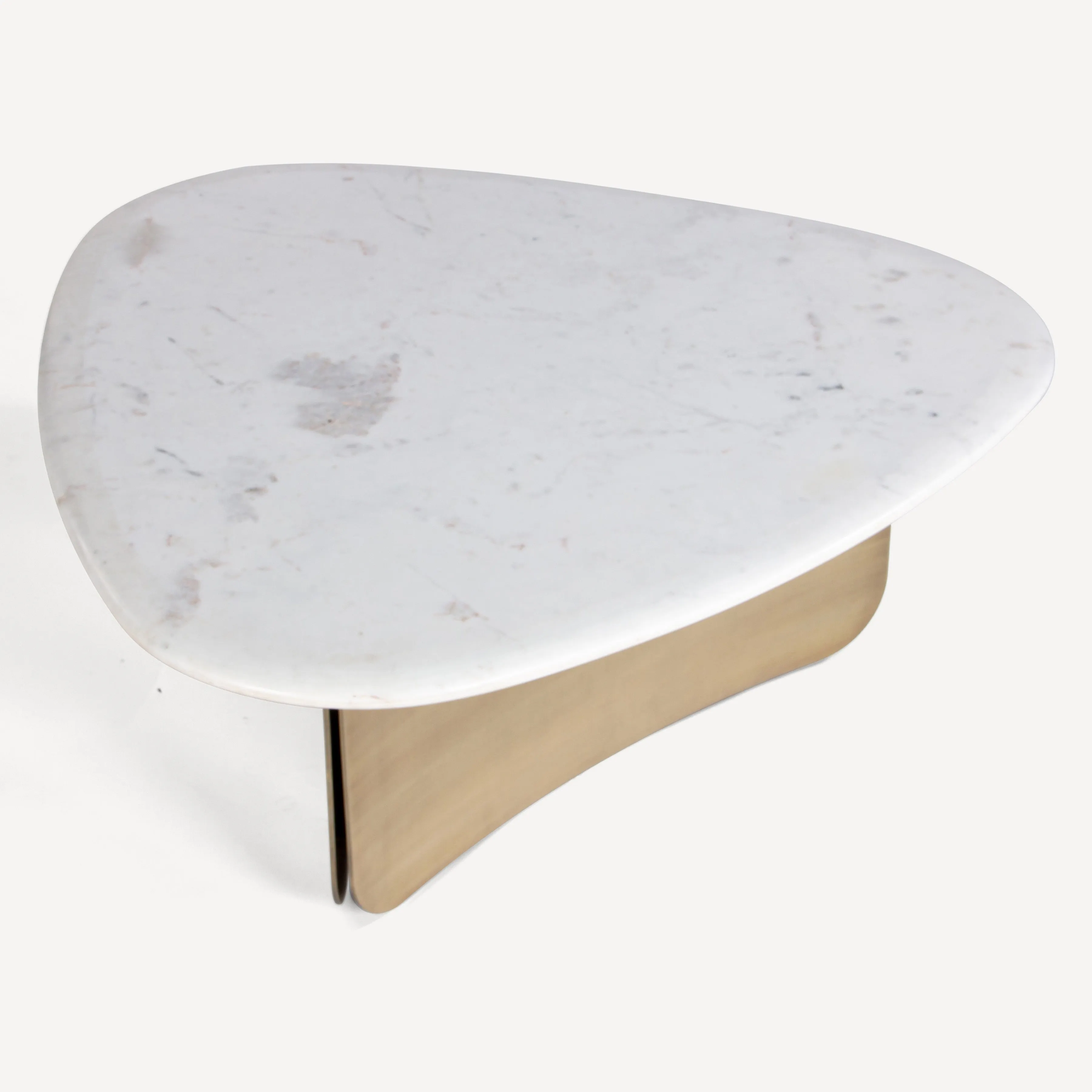 Vintage Charm Marble-Top Brass-Accent Coffee Table