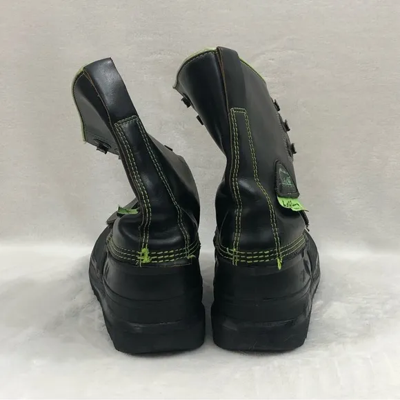 Vintage Sorel Pro Flex I Scott Downey Black Neon Green Rubber Snow Boots Men 12