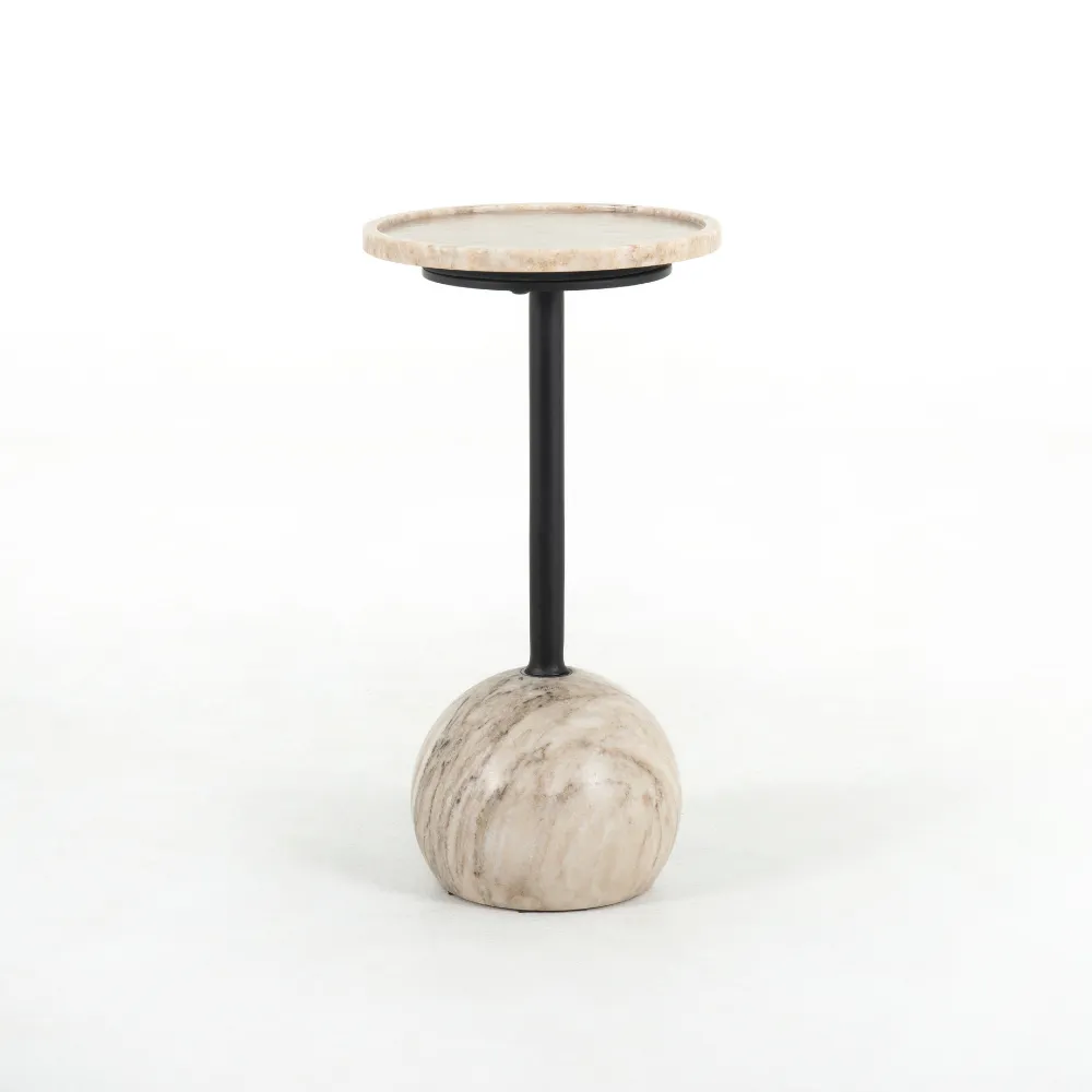 Viola Accent Table-Antique White Marble