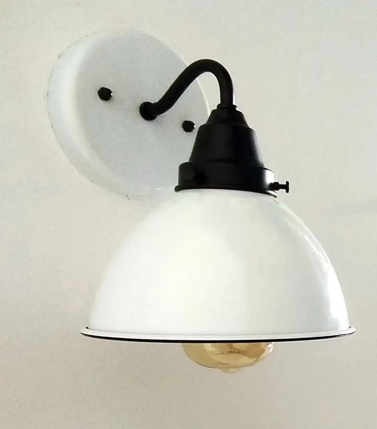 White Enamel Wall SCONCE Farmhouse Lighting