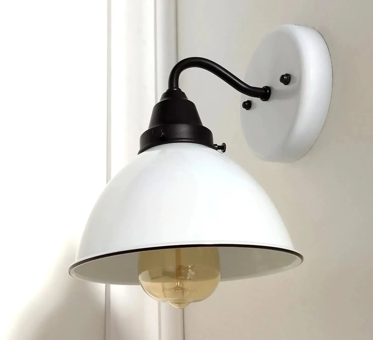 White Enamel Wall SCONCE Farmhouse Lighting