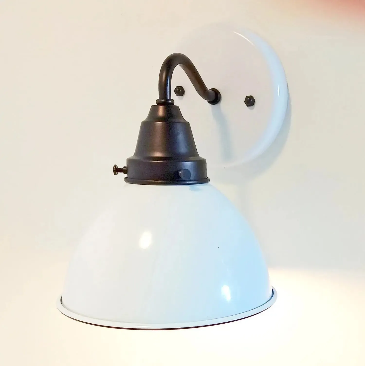 White Enamel Wall SCONCE Farmhouse Lighting