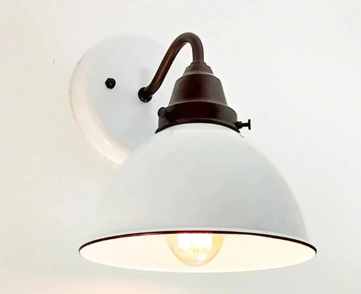 White Enamel Wall SCONCE Farmhouse Lighting