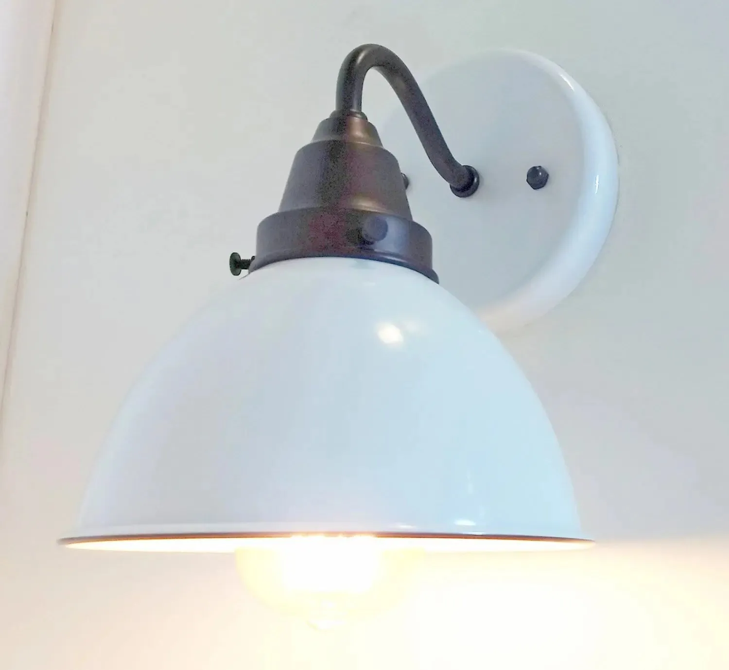 White Enamel Wall SCONCE Farmhouse Lighting