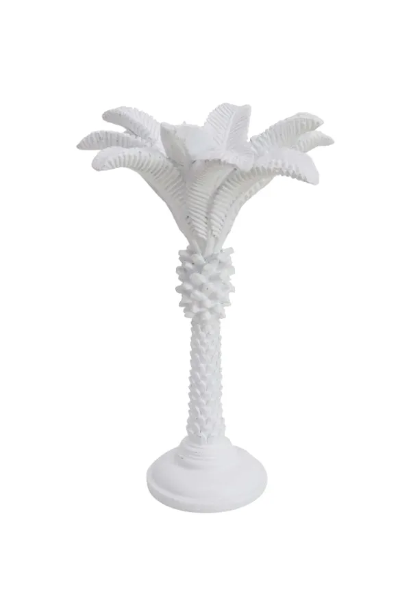 White Medium Queen Palm Candle Holder