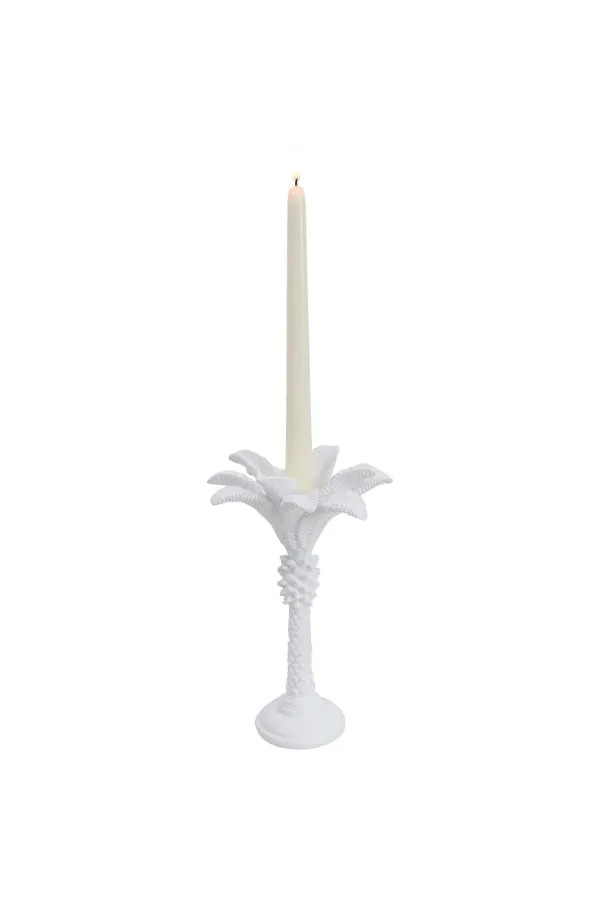 White Medium Queen Palm Candle Holder