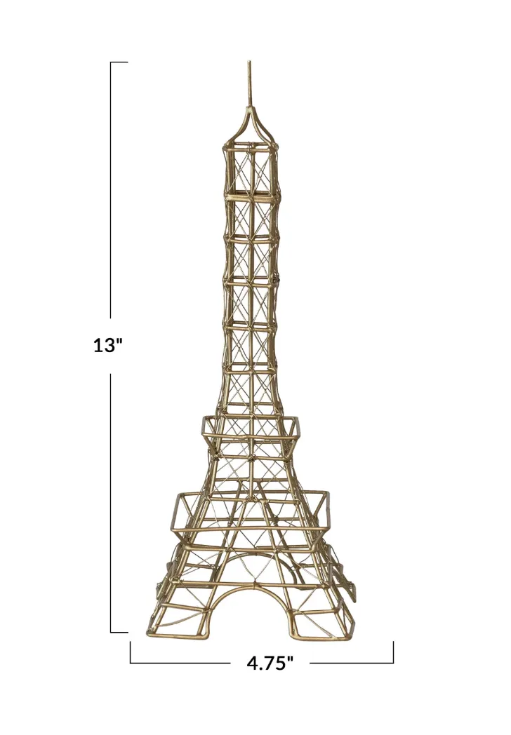 Wire Eiffel Tower, Antique Brass Finish
