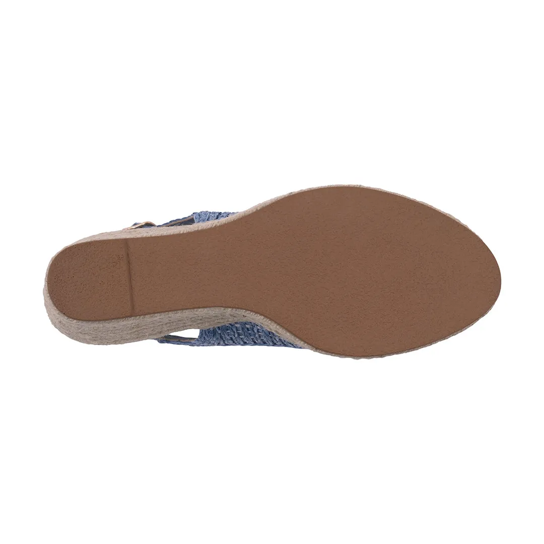 Women's Amira Blue Woven Espadrille Wedge Sandals