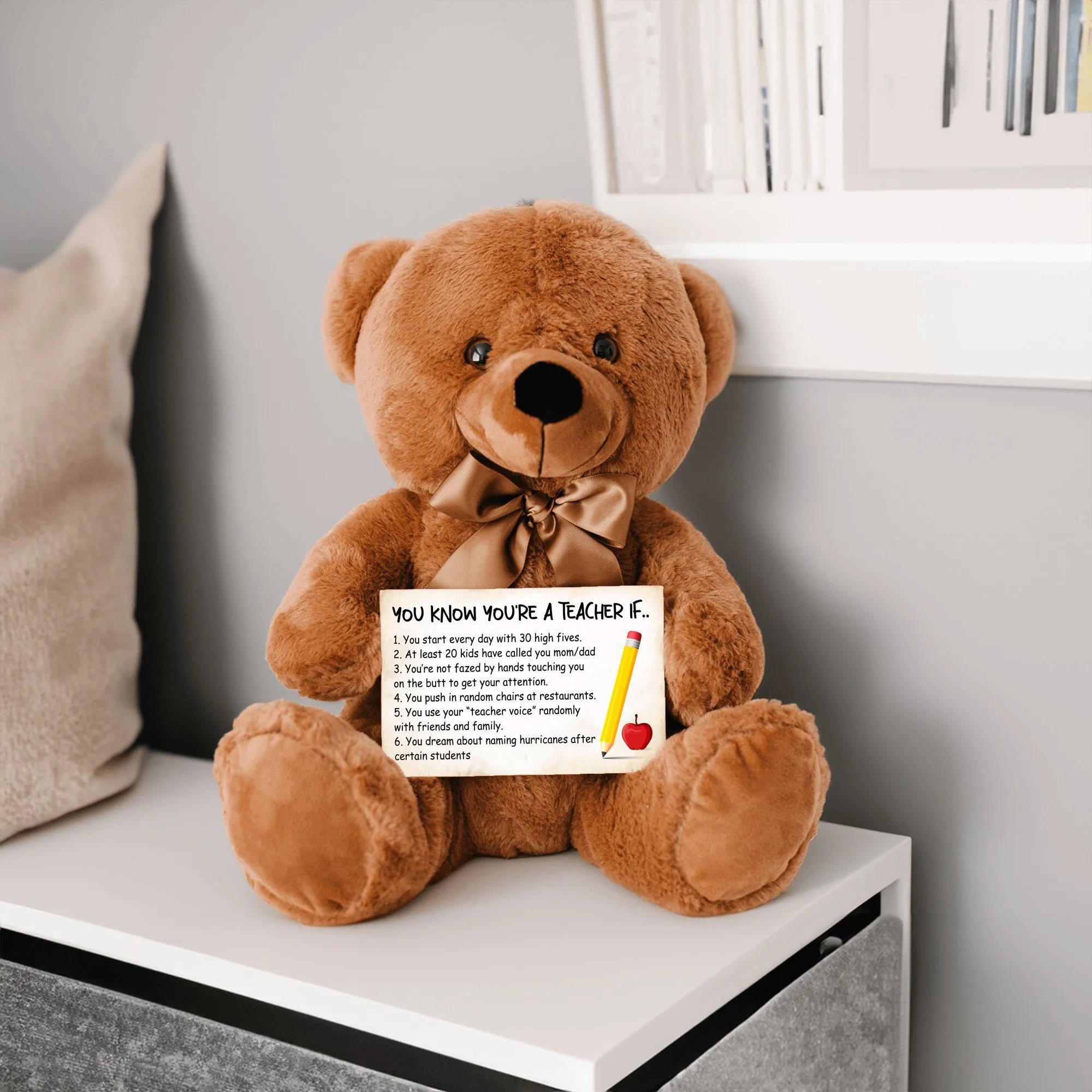 You Know You're a Teacher When Teddy Bear with Message Card - PRICE INCLUDES FREE SHIPPING