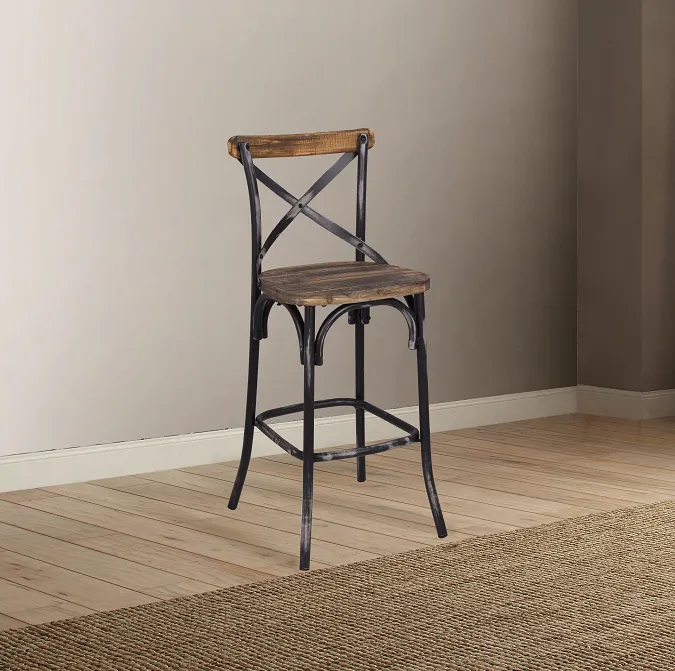 Zaire Antique Black & Antique Oak Bar Chair (1Pc)